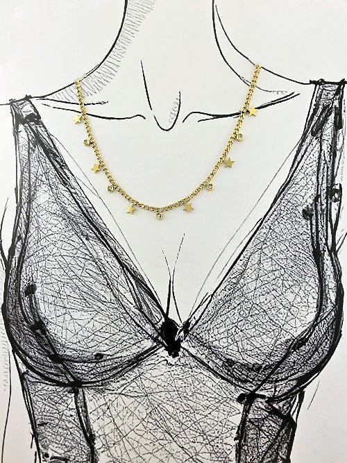 Collier “Stellar Kiss” – Étoiles & Cristaux Dorés - Alberto Bijoux