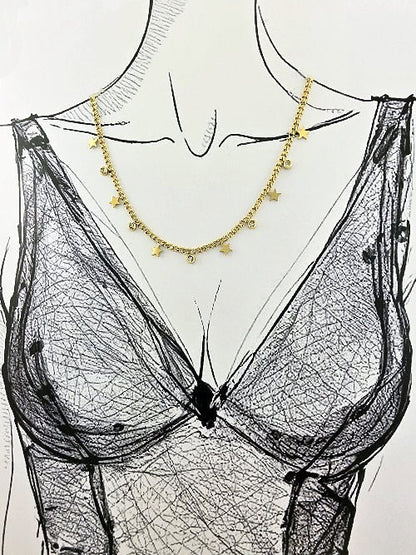 Collier “Stellar Kiss” – Étoiles & Cristaux Dorés - Alberto Bijoux