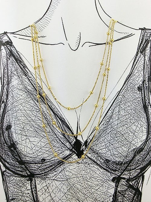 Collier “Perlita” – Multi - Rangs Doré à Billes - Alberto Bijoux