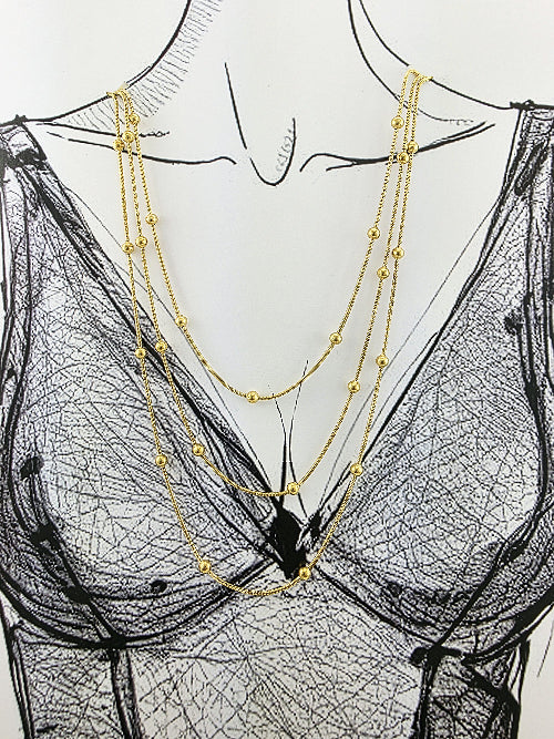 Collier “Perlita” – Multi-Rangs Doré à Billes