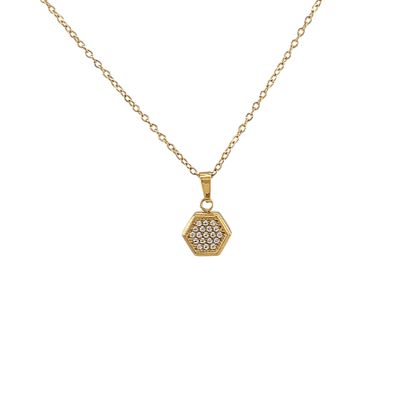 Alvéole Brillante – Collier Doré 8 × 8 mm - Alberto Bijoux