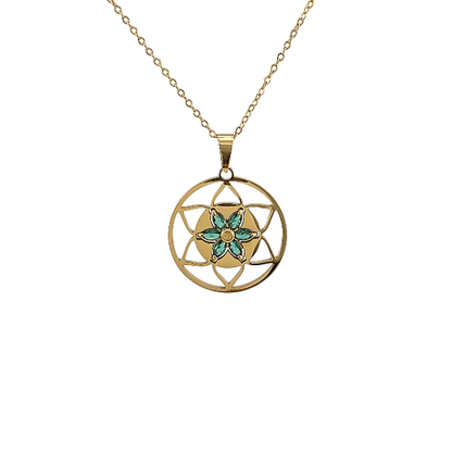 Lotus Émeraude – Collier Doré 20 mm