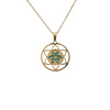 pendentif lotus émeraude 20 mm doré avec chaîne