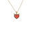 Collier pendentif cœur du diable rouge avec contour doré et cornes, livré avec chaîne.