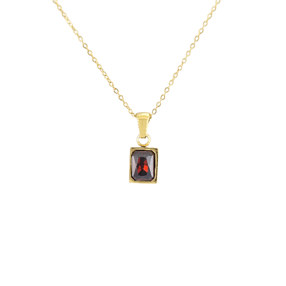 Collier Pendentif Rectangulaire Rouge grenat – 10x9 mm - Alberto Bijoux