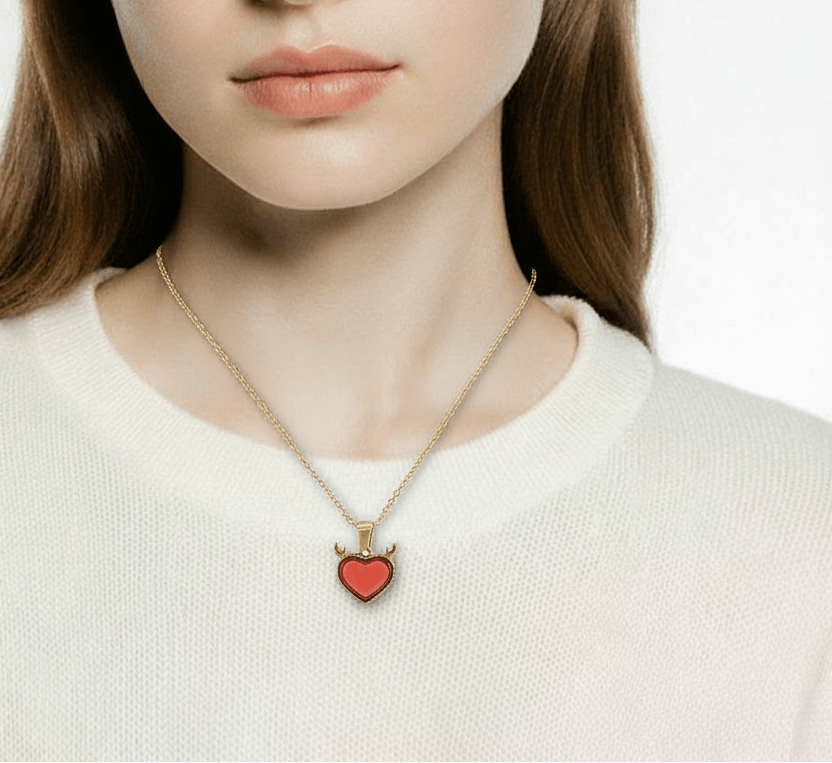 Collier Pendentif Cœur du Diable Rouge - Alberto Bijoux