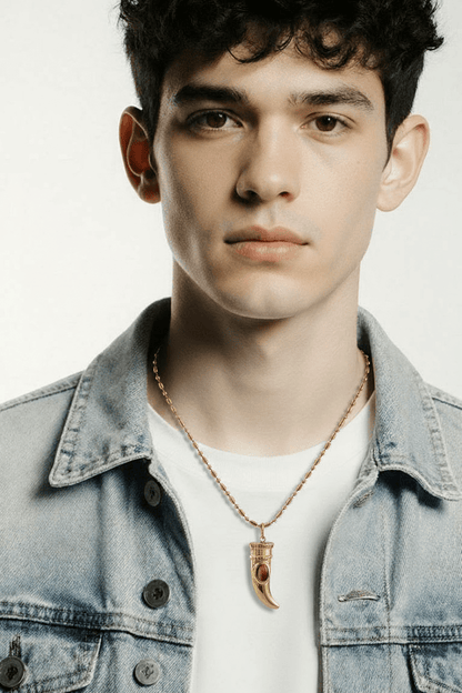 Griffe œil de tigre – Pendentif doré avec chaîne - Alberto Bijoux