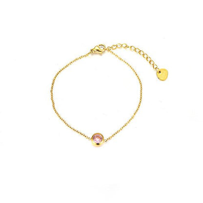 Lueur Élégante – Bracelet Fin avec Pierre Ronde (3 Couleurs) - Alberto Bijoux