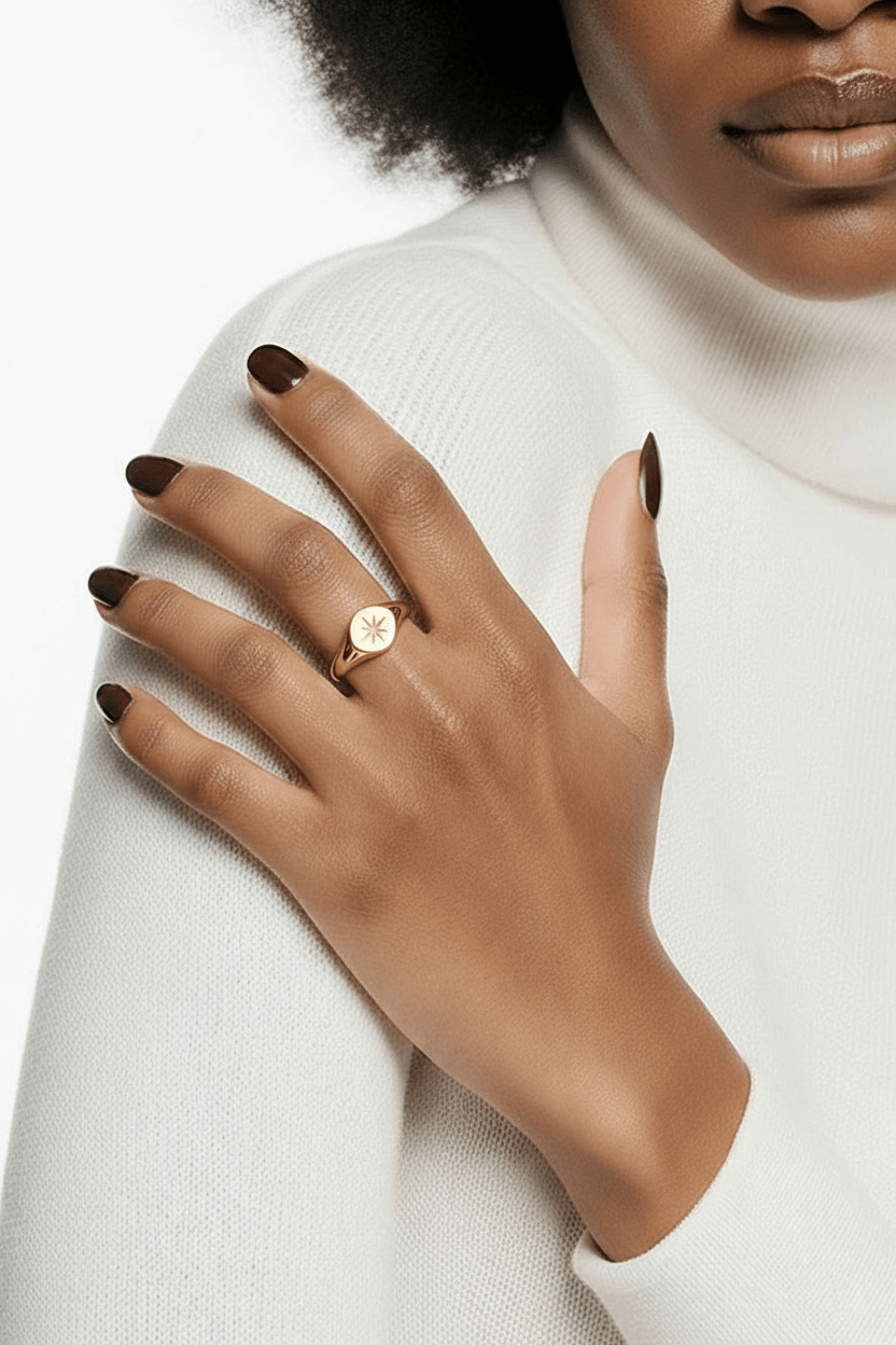 Bague "Étoile du Nord" – Signet Doré Raffiné - Alberto Bijoux