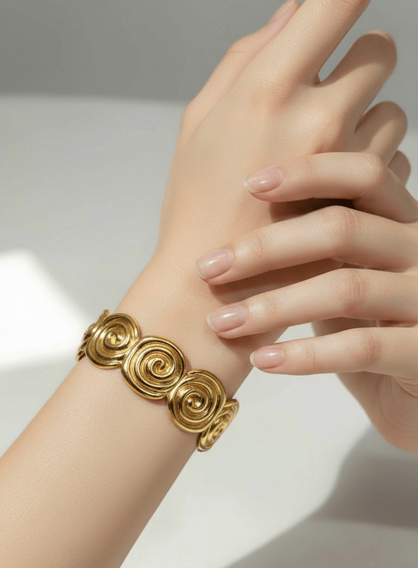Oréade – Bracelet Spirale Doré en Acier - Alberto Bijoux